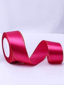 1.5 Inch Wide 25 Yards Electric Blue Satin Ribbon With Golden Edges - Durable High-Quality Vinyl/Plastic/Polyurethane Ribbon For Gift Wrapping, DIY Crafts, Christmas Decor, Wreaths, Bows, Invitations, Ribbon For Gifts, Wreath Making, Elegant Design, Smooth Texture, Craft Projects, Party - 玫紅色 - 查看 4