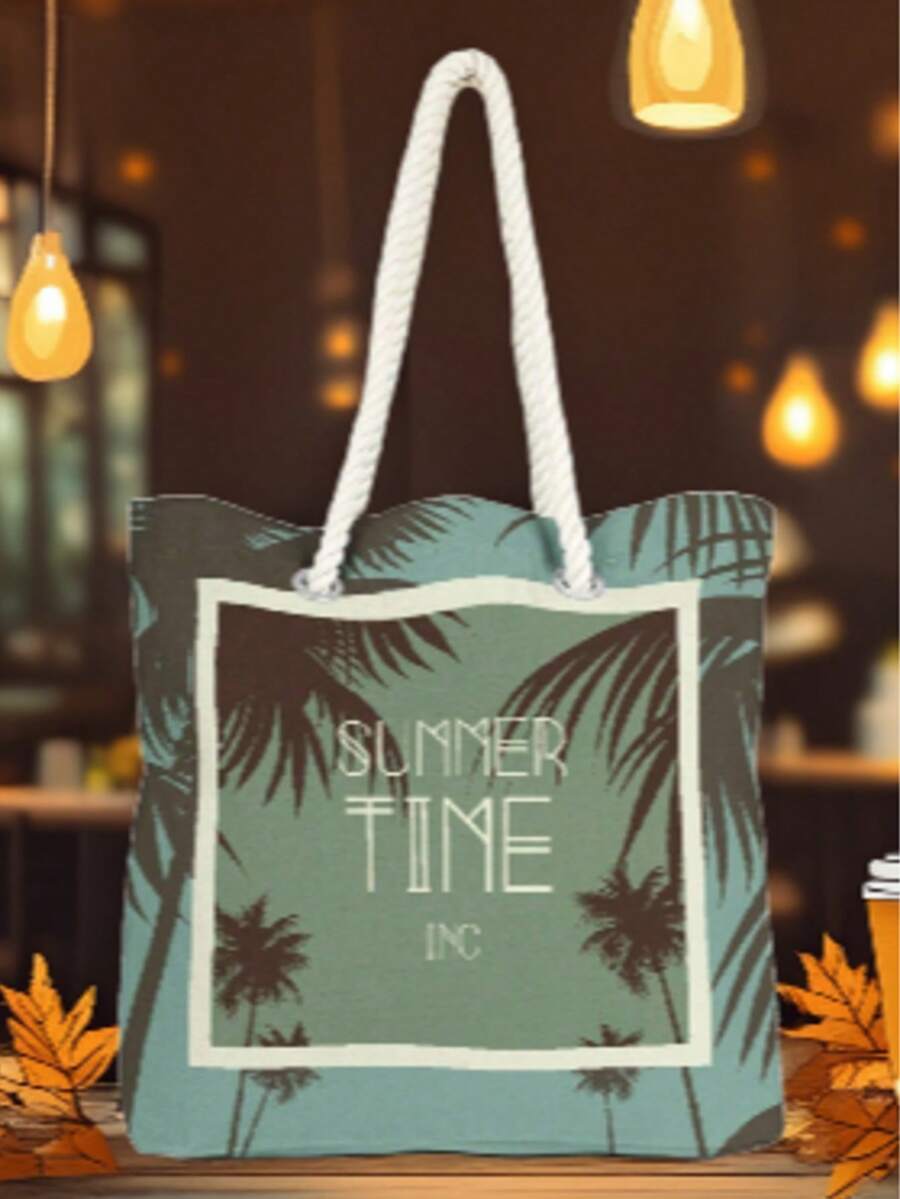 This Summer's Must-Have Bag! – Rope Handle Shoulder Bag | 40x40 Cm | Made In Turkey - Beige - View 1