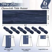 6/12Pack Navy Blue Cheesecloth Table Runner 17x108Inch Spring Easter Cheese Cloth Table Runner 9FT Boho Gauze Table Runners Rustic Sheer Table Runners For Wedding Bridal Party Decor - Màu xanh hải quân - Xem 3