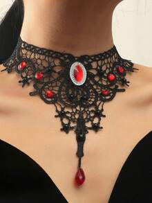 1 chiếc vòng cổ giả ren đen phong cách Gothic dành cho phụ nữ ngày lễ Halloween phù thủy ngày lễ tình nhân - Nhiều màu - Xem 3