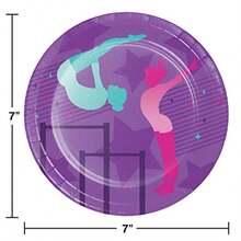 Gymnastics Party Dert Plates 8 Ct