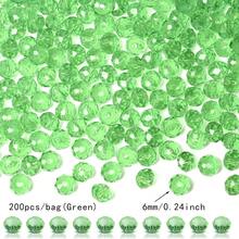 200pcs/Bag 6mm Glass Beads/Holiday Beads/Glass Rondelle Beads/Glass Faceted Beads/Glass Spacer Beads For Earrings/ Bracelets/Anklets/Necklaces Jewelry Making/Xmas Tree Decoration/Holiday Decoration/Wedding Decoration/Window Decoration