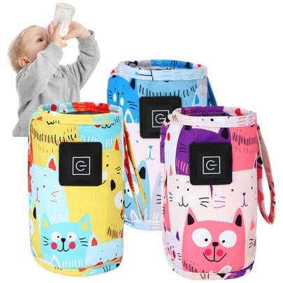 Portable Baby Bottle Warmer - USB Travel Bottle Warmer Bag, 3 Adjustable Temperature Settings, Insulated Bottle Warmer Sleeve, Travel Baby Bottle Warmer