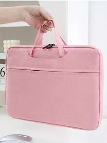 1个笔记本电脑包，适用于11-12/13-13.3/14/15-15.6-16英寸笔记本电脑，全拉链设计，男女通用，大容量公文包，便携式多功能办公文件包，数据会议包，商务文件包，笔记本电脑保护套，防水笔记本电脑包，男士笔记本电脑包 - 粉色 - 查看 13