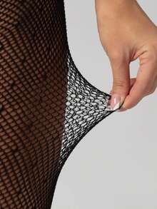 1pc Women's Sexy Tight-Fitting Starry Fishnet Stockings, High Elasticity Sexy Lifting Leggings, Suitable For Fashion-Conscious Wearers Christmas Gift - Black - View 6