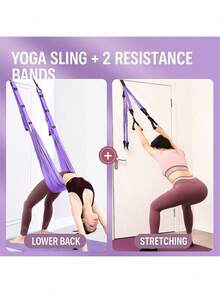 1pc  Dance Stretching Equipment - Yoga Strap, Backbend Training Yoga Stretching Rope With Door Anchor, Flexibility Trainer Stretching Equipment Assist Stretch Strap For Fitness Gymnastics Dance Aerial Yoga Ballet - Purple - View 1