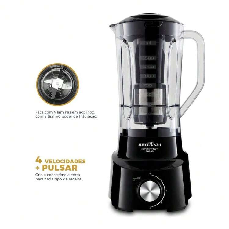Britânia Diamante 800 Blender 4 Speeds 2.6L 1050W With Filter 220V - 查看 5