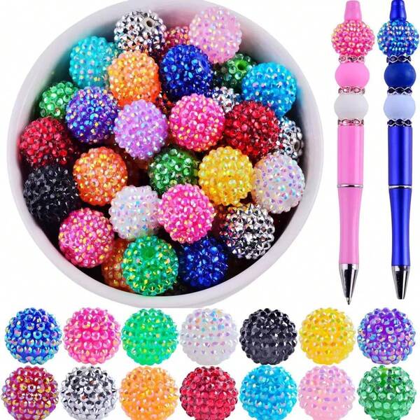 10 Pieces Of Resin Rhinestone Beads Suitable For Decorative Writing Pens, DIY Phone Chains