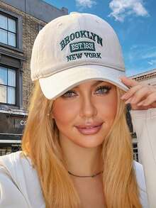1pc Women Letter Embroidered Adjustable Casual Baseball Cap For Outdoor Soft And Comfortable Simple Breathable Street