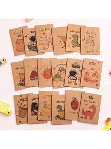 10pcs/30pcs/50pcs Mini Cartoon Notebook, Portable Kraft Paper Diary, Ideal School Reward Gift, Suitable Student Small Prize Notebook, Back To School Supplies, Thanksgiving, Student Stationery, Halloween, Christmas, New Year Gift - Multicolor - View 10