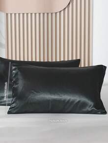 Bộ 2 vỏ gối bằng vải satin polyester, vỏ gối màu trơn phù hợp với tóc và da, khóa kéo dạng phong bì, không có ruột gối, phù hợp cho phòng ngủ/phòng khách/ký túc xá (trai/gái)/du lịch - màu đen - Xem 10