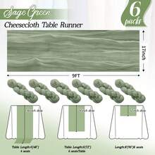 6/12Pack Sage Green Cheesecloth Table Runner 17x108Inch Spring Easter Cheese Cloth Table Runner 9FT Boho Gauze Table Runners Rustic Sheer Table Runners For Wedding Bridal Party Decor - màu xanh lá - Xem 4