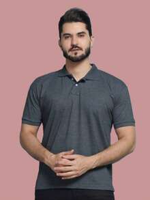 Men's Plain Polo Shirt - 深灰色 - 查看 6