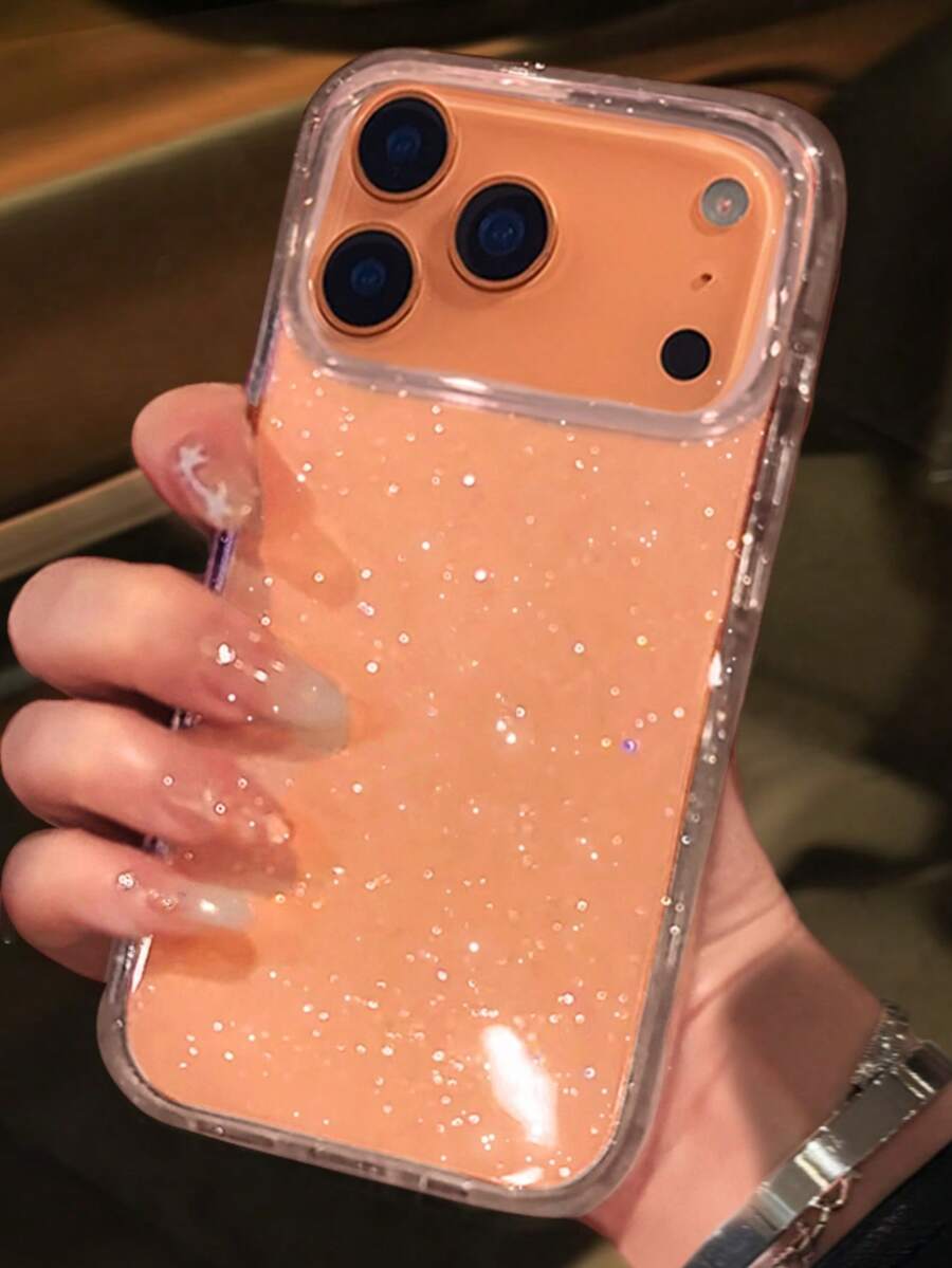 غطاء هاتف شفاف فاخر لامع بالترتر، مناسب لهواتف آيفون 17 إير 16 15 14 13 12 11 برو ماكس بلس، غطاء خلفي من مادة TPU الناعمة