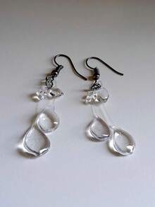 1 Pair Fashionable Asymmetric Geometric Faux Pearl Dangle Earrings, Suitable For Women Any Occasion - Clear - View 3