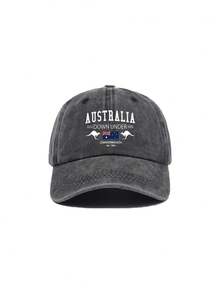 1 Stück modische Baseballkappe mit Australien Flagge & Muster - atmungsaktiv, verstellbar, Vatertagskappe & Baseballkappe - lässiger Hut geeignet für Outdoor-Sport, Reisen und Laufen (verschiedene Farben erhältlich), Sommer, Strand, Urlaub - Gewaschene Kappe - Übersicht 18
