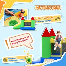 HOMCOM Kids Bouncy Castle Inflatable Bouncer Bounce House And Slide Inflatable Jumper With Blower - Green - View 7