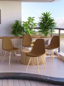1/4/6pcs Solid Color Elastic Milk Silk Eames Chair Cover, Home Bedroom Living Room Dining Chair Slipcover, Dust & Dirt Proof - Brown - View 8