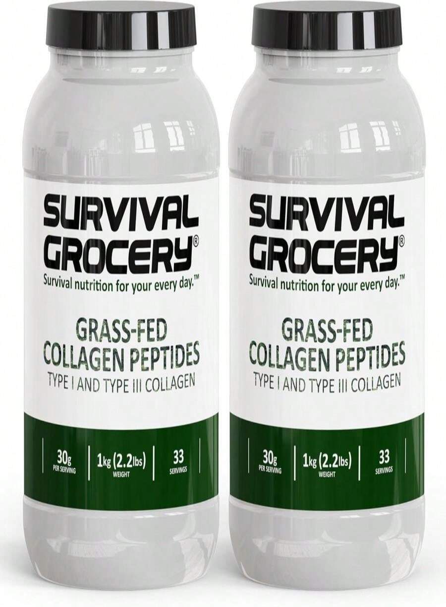 Survival Grocery? Collagen Peptides Powder – Grass Fed Hydrolyzed Collagen Protein Supplement, Types I &Amp; III, Unflavored, Gluten Free, Keto Friendly, Non-GMO, Dairy Free, 1kg, 1 Jug - Flavor Name B - View 1