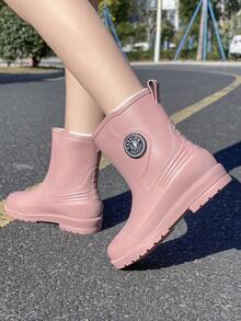 Fesd Ts Japanese Style Women's Short Rain Boots, Thermal Lined, Warm, Waterproof, Anti-Slip, Suitable For Kitchen, Outdoor Work, Car Washing, Fishing