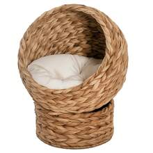 PawHut Wicker Cat House, Raised Cat Bed With Cylindrical Base, 42 X 33 X 52cm - Brown - View 2