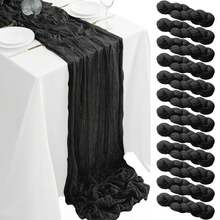 6/12Pack Black Cheesecloth Table Runner 17x108Inch Spring Easter Cheese Cloth Table Runner 9FT Boho Gauze Table Runners Rustic Sheer Table Runners For Wedding Bridal Party Decor - 黑色 - 查看 8