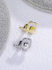 3Pcs 14k Copper Hollow Heart Cutout Clip-On Tooth Jewelry, Y2K Grillz Valentines Halloween Decor Grills For Teeth Women - Multicolor - View 4