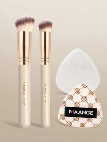 MAANGE 2/3/5/13件套专业化妆刷套装，便携式旅行化妆刷，包含粉底刷、腮红刷、遮瑕刷，采用柔软纤维制成，温和亲肤，适合所有肤质，是日常和旅行的实用化妆工具，适合女性/女孩使用。 - 杏色 - 查看 2