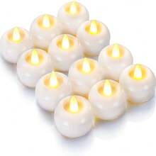 12 Pcs 2" Flameless Led Floating Candles, 200 Hour Plastic Battery Operated Flickering Waterproof Tealights For Cylinder Vases, Centerpieces At Wedding, Party, Pool, Holiday - 白色 - 查看 1