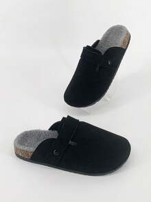 Dép xỏ ngón nam, Giày lười lưới thời trang có lớp lót giữ nhiệt - Giày thể thao đi bộ thoải mái, Đế MD nhẹ, thoải mái, chống trượt, Dép xỏ ngón trong nhà, Thích hợp cho mùa thu/đông - màu đen - Xem 4