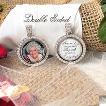 Photo Bouquet Charm For Bride-Two Sided-Custom Photo Memorial Bouquet Charm-Wedding Remembrance Gift-Attach To Bouquet-Loss Of Loved One - Multicolor - View 7