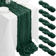 6/12Pack Emerald Green Cheesecloth Table Runner 17x108Inch Spring Easter Cheese Cloth Table Runner 9FT Boho Gauze Table Runners Rustic Sheer Table Runners For Wedding Bridal Party Decor - Màu xanh lá cây đậm - Xem 1