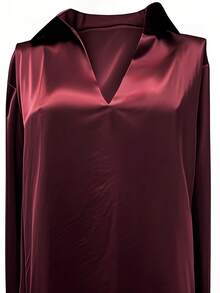 1 szt. Bluzka z tkaniny tkanej w jednolitym kolorze, zapinana na guziki, damska, do biura i na co dzień, wiosna/jesień