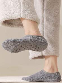 1/3/6 Pairs Men's Multi-Color Floor Socks, Autumn/Winter Short Socks With Thermal Lined, Thick Plush Adult Warm Home Boat Socks, Non-Slip Sleep Socks, Simple & Versatile - Multicolor - View 8