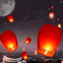 20pcs/10pcs/5pcs/3pcs Paper Lanterns; Wishing Lamp; Oval Paper With Flame Retardant Material; Make A Wish; Flying Dreams Can Be Used To Fill Up The Romantic Atmosphere On Christmas Eve. - Multicolor - View 8