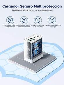 Aioneus Cargador Tipo C, Cargador USB C Carga Rápida 40W Cubo PD+QC Rapido 4-Puertos Adaptador con Cable 2M 60W, USB A y USBC Charger para iPhone 16 15 14 13 12 11 Pro MAX XS XR, Galaxy S25 S24 - blanco - Ver 6