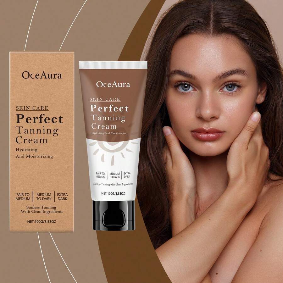 Oceaura Perfect Skin Care Self Tanning Cream - Long-Lasting Moisturizing Prevent Drying Hydrating Sunless Even Tanning Natural Glow Streak-Free Enhance Soft Smooth Texture Non-Greasy - 100g - 棕色 - 查看 1