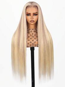 Eulisi P10/613 直发蕾丝前假发真人发 13x4 可戴无胶假发真人发 150 密度金色挑染蕾丝前假发真人发浅棕色预拔婴儿发万圣节服装 - S10/613 - 查看 14