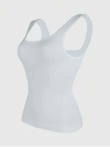 1pc Women's Seamless Black Plus Size Slimming Shapewear, Lightweight Shaping Flat Tummy Waist Cincher - White - View 11