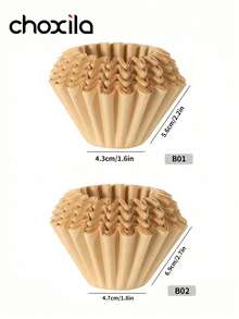 choxila 50/100片装咖啡滤纸，V形咖啡滤纸，一次性咖啡茶滤纸，棕色扇形咖啡滤纸，适用于手冲咖啡和滴滤咖啡机
