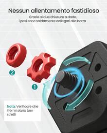 SONGMICS Set di Manubri con Barra di Collegamento, Manubri Corti, Peso Esagonale per Allenamento, Fitness, Sollevamento Pesi a Casa, Palestra - nero - Visualizzare 4