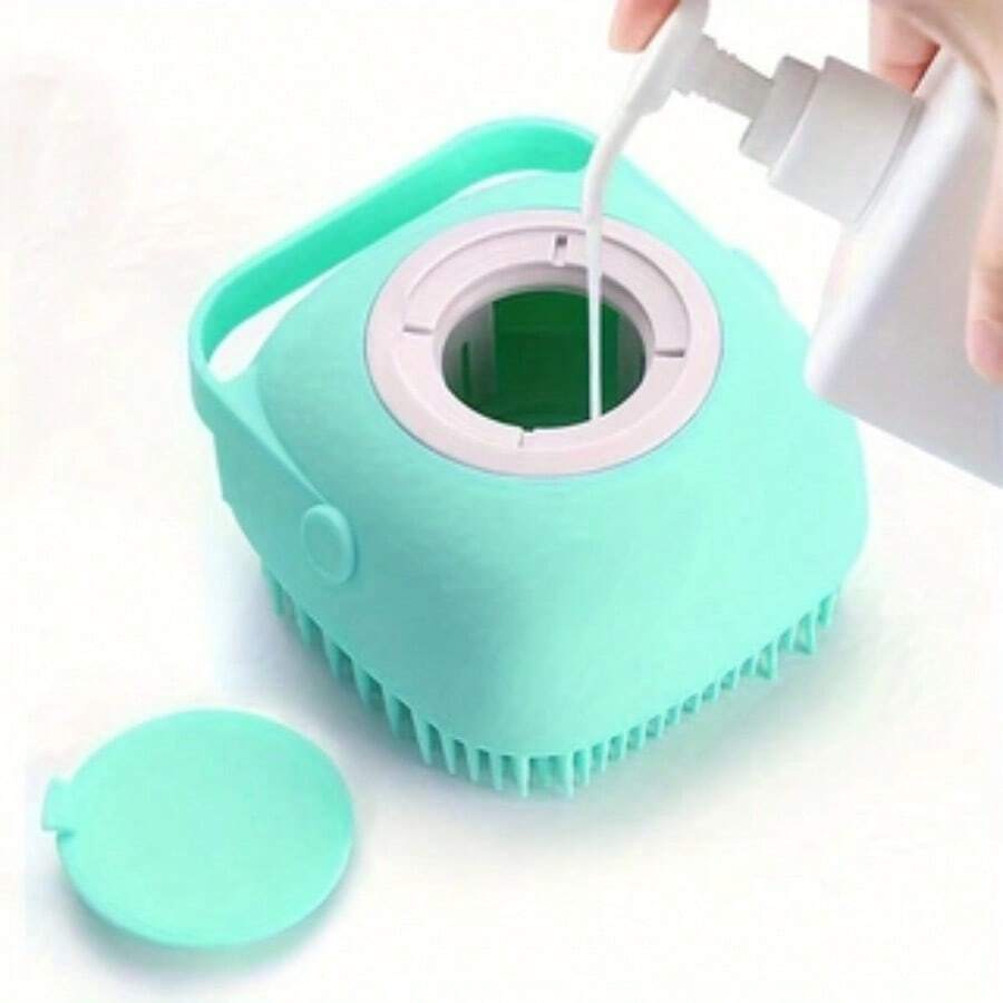 Silicone Pet Bath Brush With Shampoo Storage, Massage Rubber Grooming Tool For Dogs And Cats, Comfortable Hair Cleaning, Improve Fur Health - Nhiều màu - Xem 1