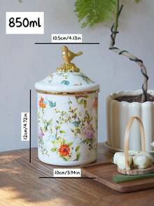 1 Set 850ml Enamel Storage Jars, Luxury Style With Lids - Suitable For Home And Office, Great For Storing Tea Leaves, Coffee Beans, General Items; Perfect Gift For Elders And Relatives - Multicolor - View 4