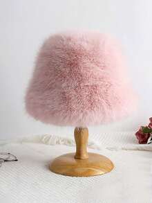 1pc Women Faux Fur Fluffy Y2K Style Thick Bucket Hat, Suitable For Extreme Cold Weather, Daily Wear, Outdoor Snow Activities, Warm For Winter - Multicolor - View 12