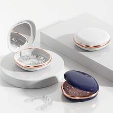 1 Caixa Exquisita para Aparelho Dental com Espelho, Estojo de Armazenamento de Aparelho, Design Portátil e Compacto, Perfeito para Viagens e Uso Doméstico, Adequado tanto para Protetores Bucais quanto para Aparelhos Invisíveis.