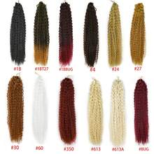 卷发水波扭结钩针编织假发合成辫子渐变金色 24 英寸 1 件深波浪编织接发 - 彩色 - 查看 6