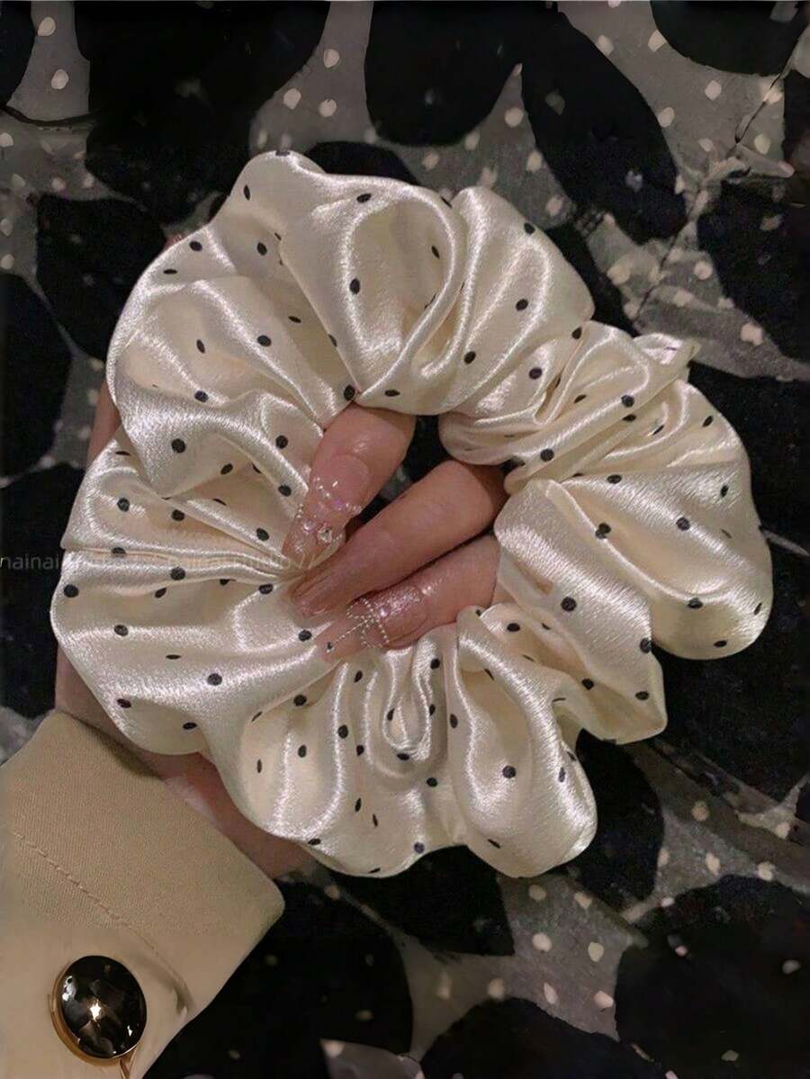 1个法式波点缎面发圈,多功能优雅发绳,柔软闪亮波点涤纶发饰,马尾辫发圈,头饰弹力发带,家居美发配饰,发圈,节日派对 - 彩色 - 查看 1
