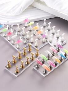 1个磁性美甲练习支架，5色美甲展示架，适合初学者练习和展示美甲装饰品 - 亚克力美甲工具，10个练习支架配1个磁性底座，美甲沙龙和DIY美甲用品 - 彩色 - 查看 3