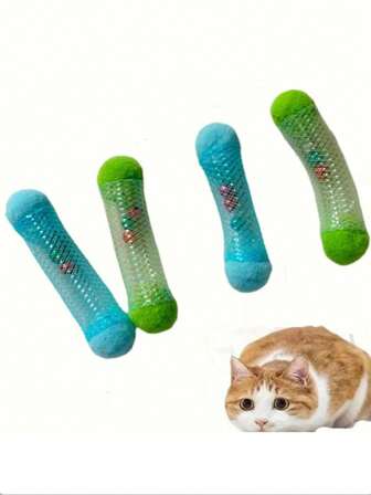 带铃铛的互动猫玩具 - 适合所有品种和尺寸，柔软的毛绒外观，柔性塑料管，促进思维刺激和运动，无需电池，宠物材料，有趣的设计，丰富猫咪的乐趣