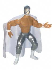 MUÑECO DE LUCHA LIBRE MEXICANA "EL SANTO" 18 CM DE ALTURA, FIGURA DE ACCIÓN PARA NIÑOS, COLECCIÓN - Plateado - Ver 2